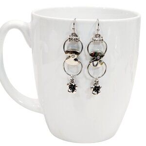 Alphabet Initial Letter Z Earrings Silver Rhinestone Charms